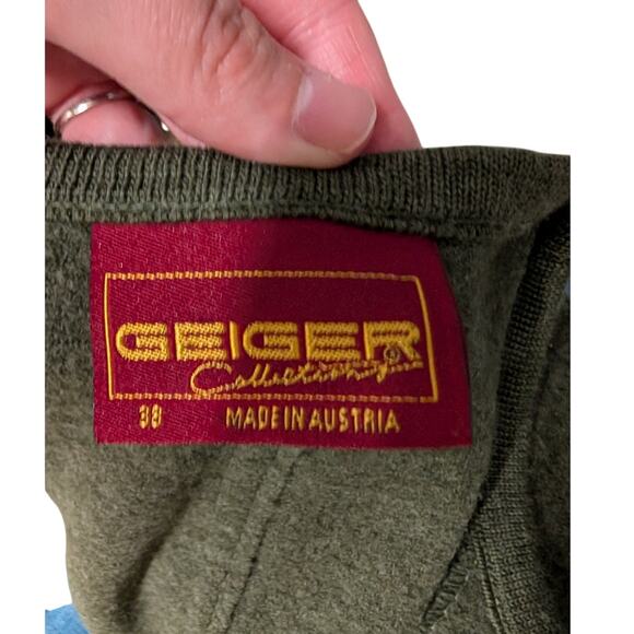 Vintage Geiger Austria green 100% pure boiled wool sweater lagenlook jacket - Picture 9 of 9